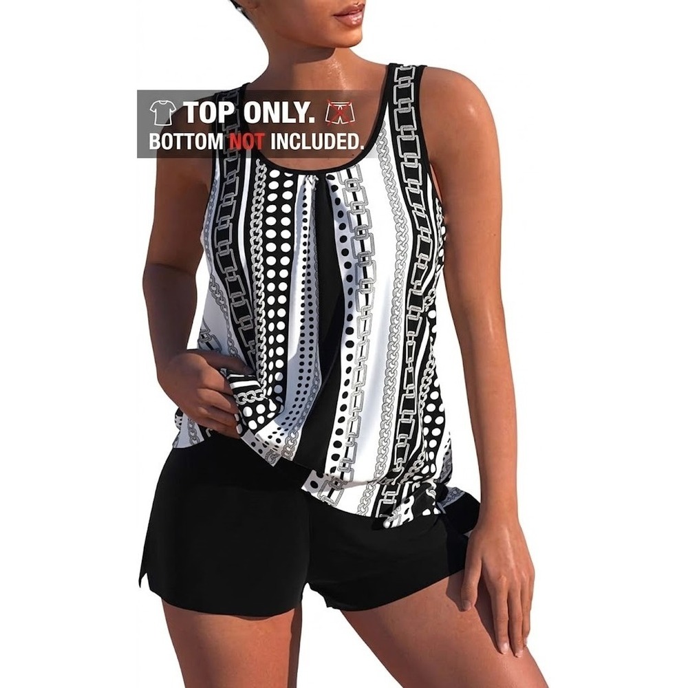 ROSEWE Women's XL Modest Tankini Top Athletic Blouson Swim TOP ONLY